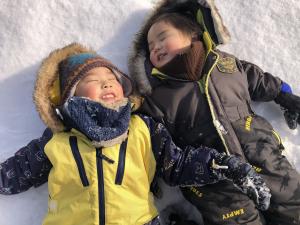 雪のベッドでねんね