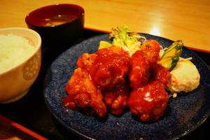 鳥チリソース定食